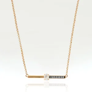 Double Love 0.61ct Bar Necklace in 14ct Yellow Gold