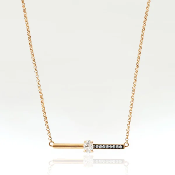 Double Love 0.61ct Bar Necklace in 14ct Yellow Gold