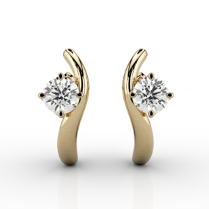 Onda 1.06ct Round Brilliant Wave Earrings 18ct Yellow Gold