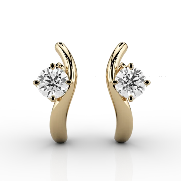 Onda 1.06ct Round Brilliant Wave Earrings 18ct Yellow Gold