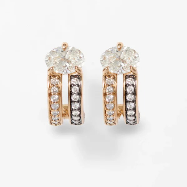 Double Love 1.02cts Half Hoop Earrings in 14ct Yellow Gold