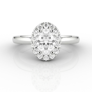 Oval Halo Solitaire Set 0.68 Engagement Ring in Platinum