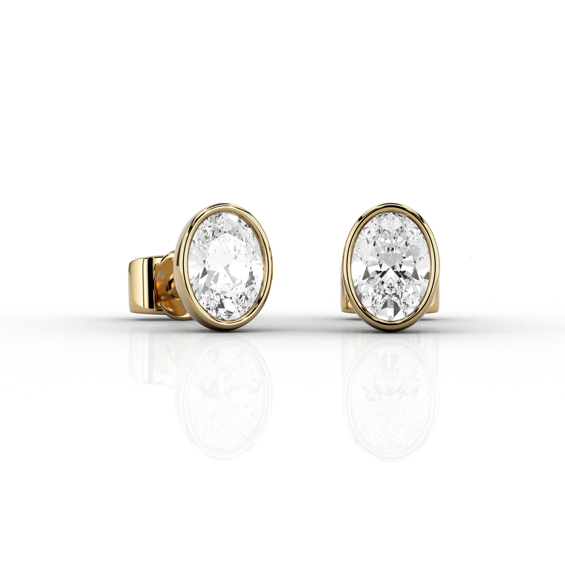Oval Cut Modern 0.41ct Stud Earrings in 14ct Yellow Gold