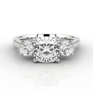 Trilogy 3 Stone Cushion Cut Large 2.01ct Engagement Ring in Platinum