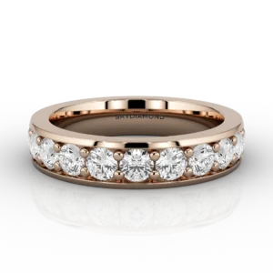 Round Brilliant 1.2ct Grain-Set Two-Thirds Eternity Ring in Rose Gold