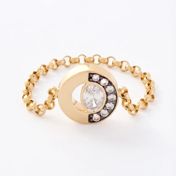 Crescent Chain Ring 0.21ct in 18ct Yellow Gold