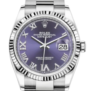 Rolex Datejust 36 Purple Roman VI and IX 24 Diamonds Dial Automatic