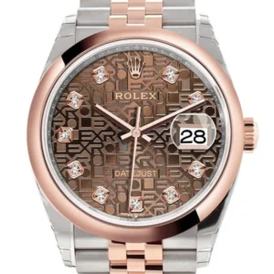 Rolex Datejust 36 Chocolate Jubilee design set with diamonds Dial Dome Rose Gold Two Tone Jubilee Watch